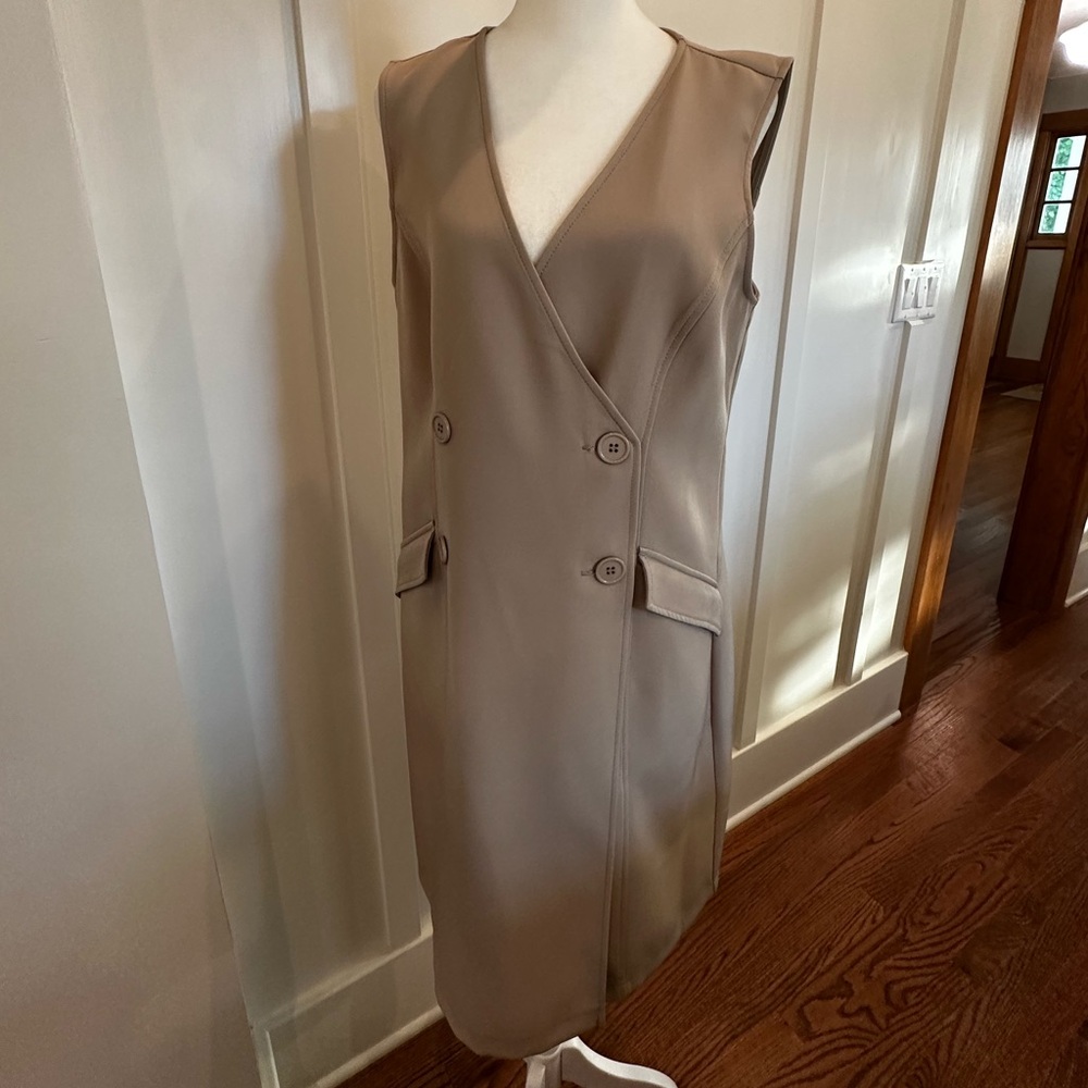 Max Studio Tan Sleeveless Wrap Dress